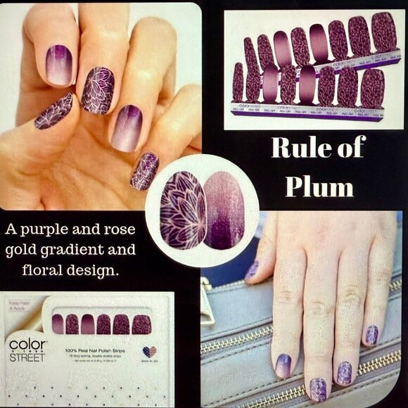 New Color Street 2 Pc IT TAKES TUCSON & RULES OF PLUM Nail Strips Press On New - Picture 4 of 7